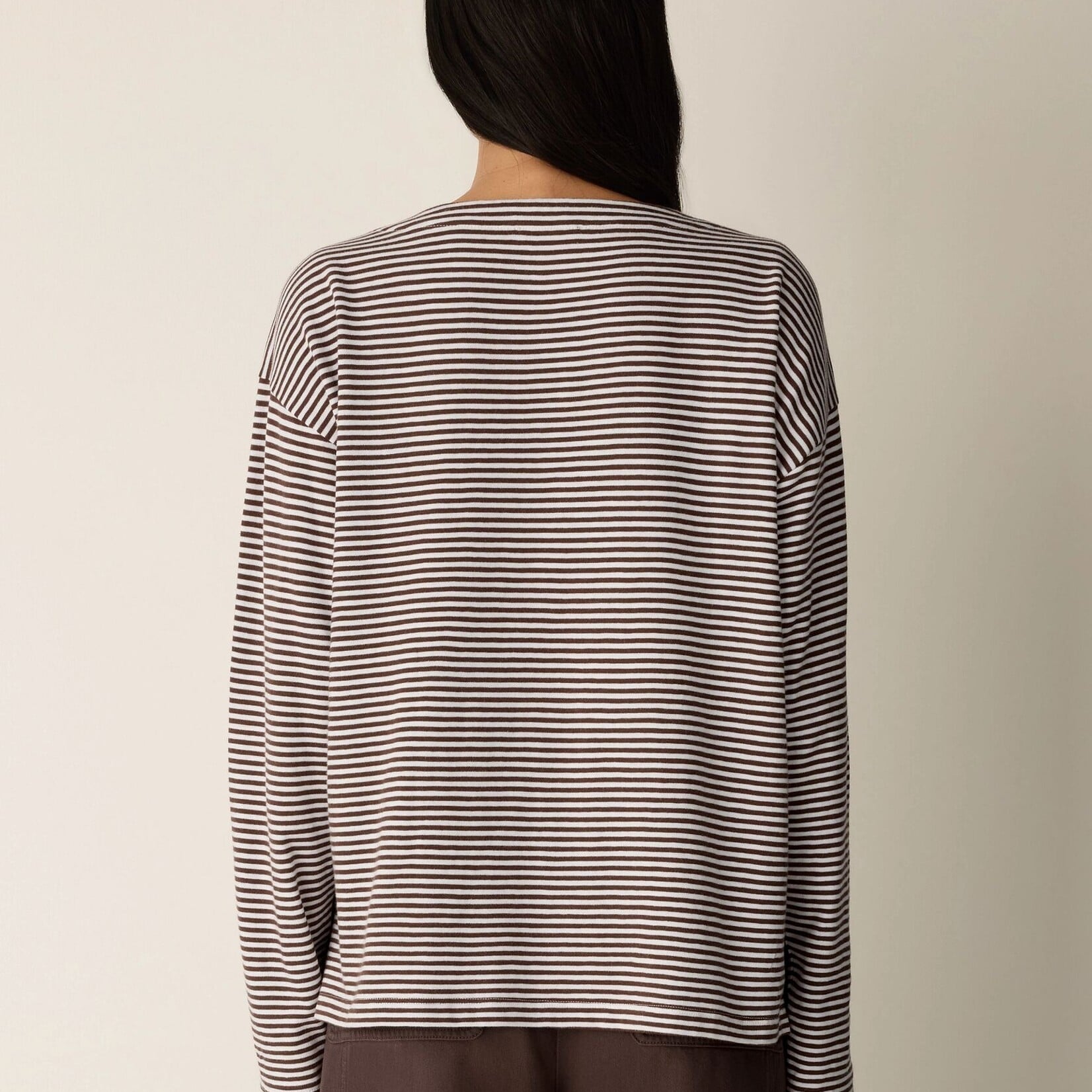 EILEEN FISHER STRIPED BATEAU NECK TOP