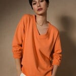 EILEEN FISHER COTTON TERRY V NECK TOP