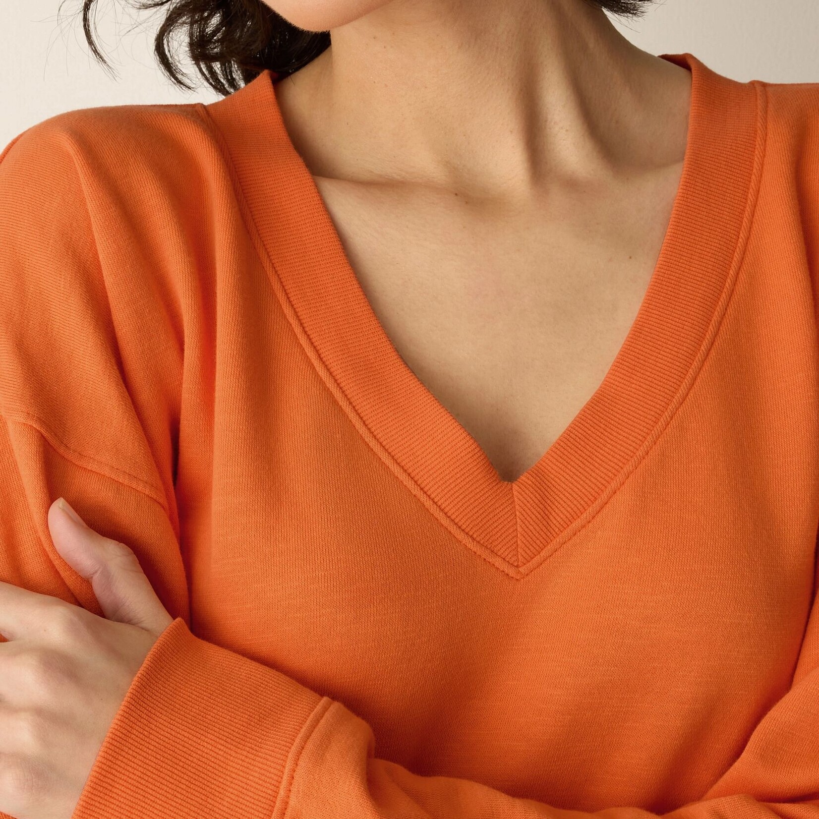 EILEEN FISHER COTTON TERRY V NECK TOP