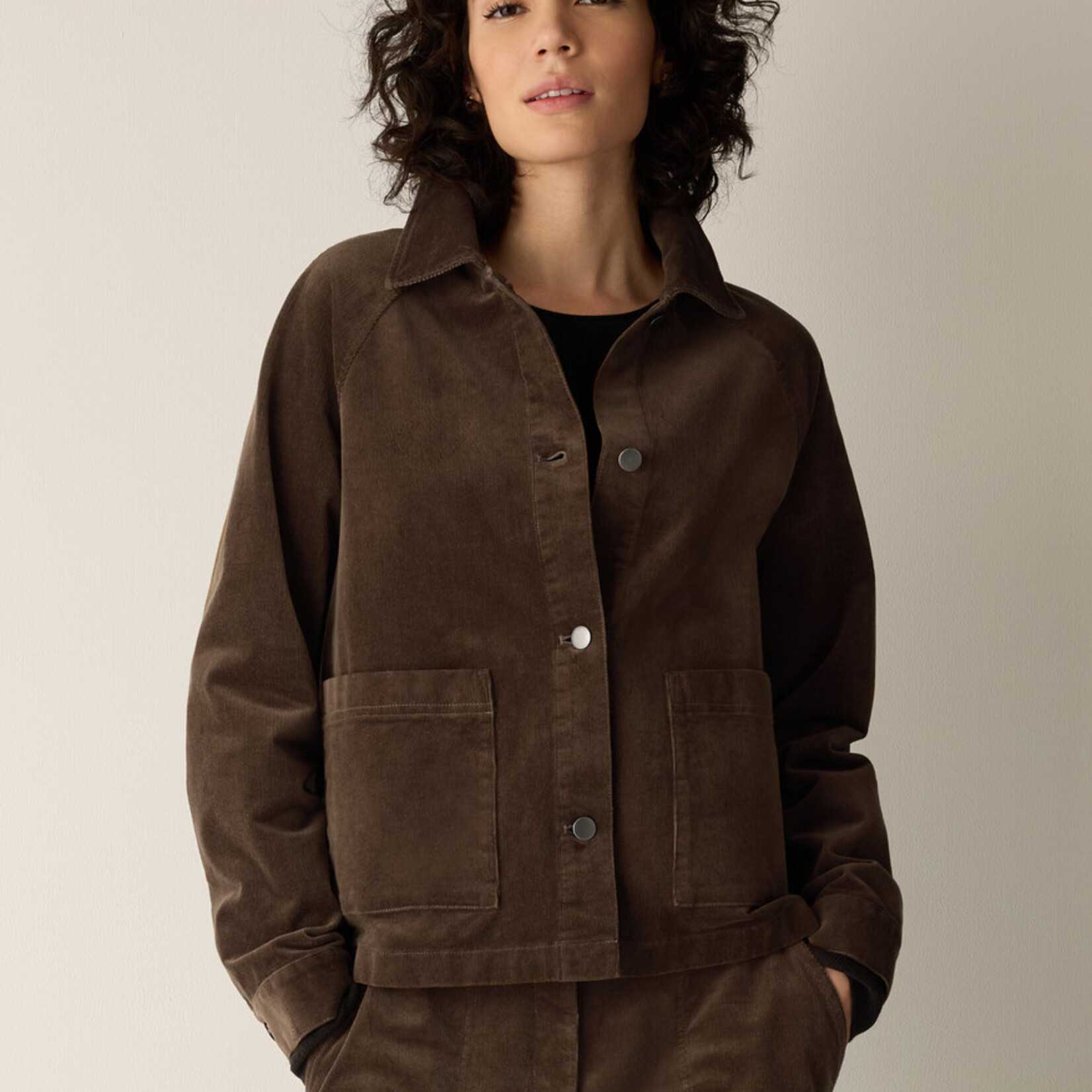 EILEEN FISHER ORGANIC COTTON CORDUROY CLASSIC COLLAR JACKET