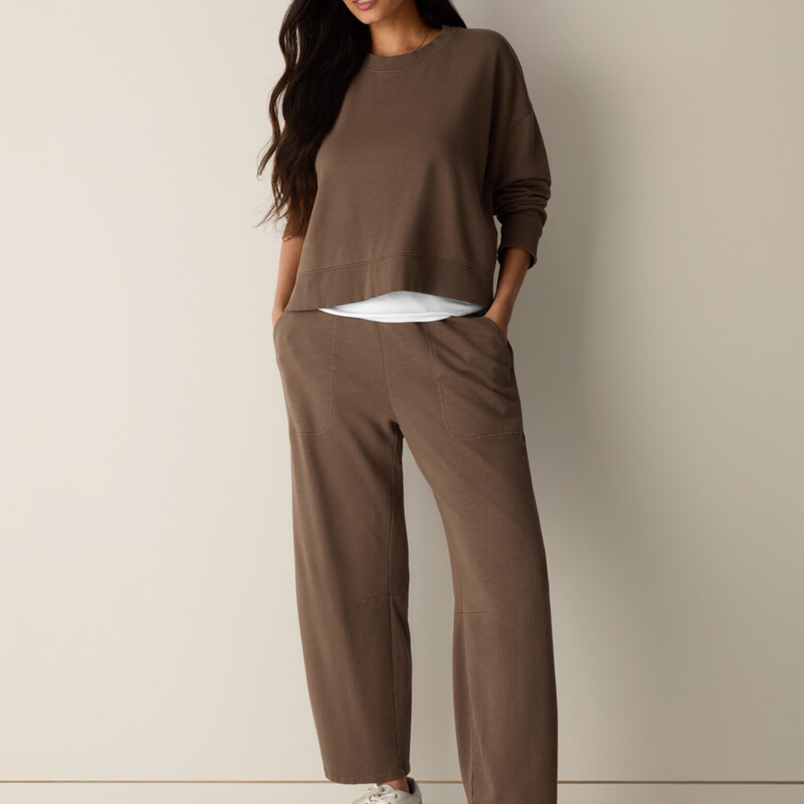 EILEEN FISHER GARMENT-DYED ORGANIC COTTON TERRY ARCH PANT