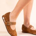 L'AMOUR DES PIEDS TANZY BROWN LEATHER MARY JANE PUMPS