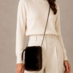 LUXURY GENUINE REX RABBIT FUR MOBILE CROSSBODY