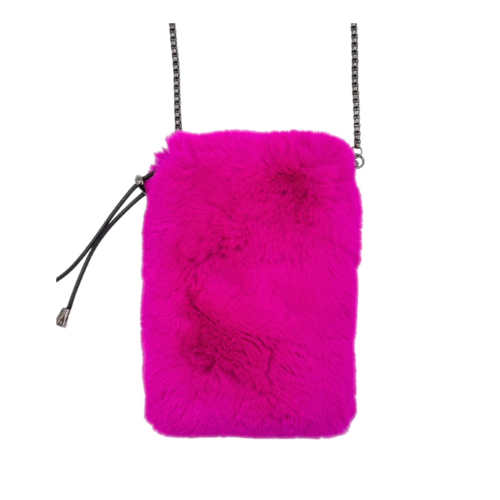 LINDA RICHARDS LUXURY GENUINE REX RABBIT FUR MOBILE CROSSBODY