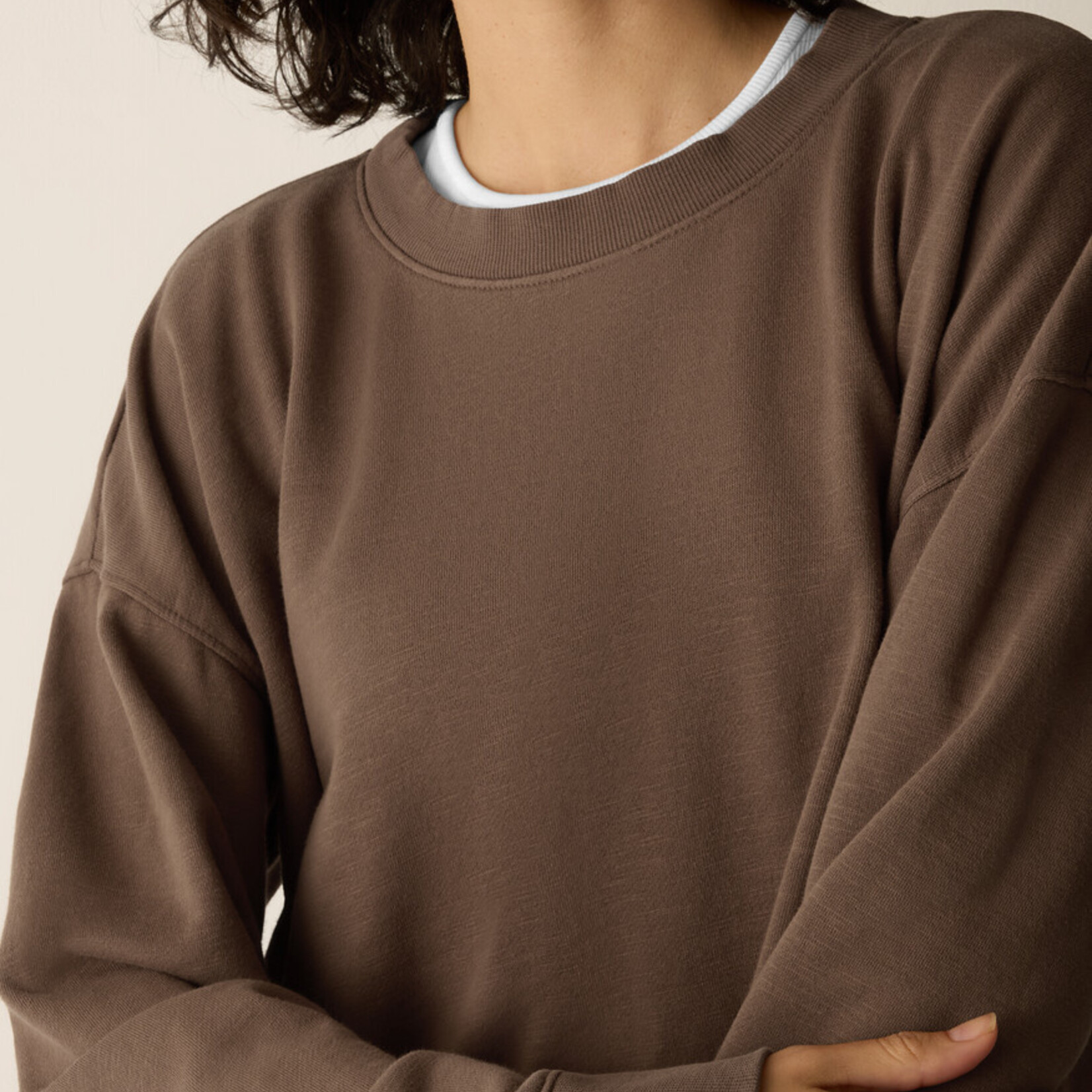 EILEEN FISHER GARMENT-DYED ORGANIC COTTON CROPPED BOX-TOP