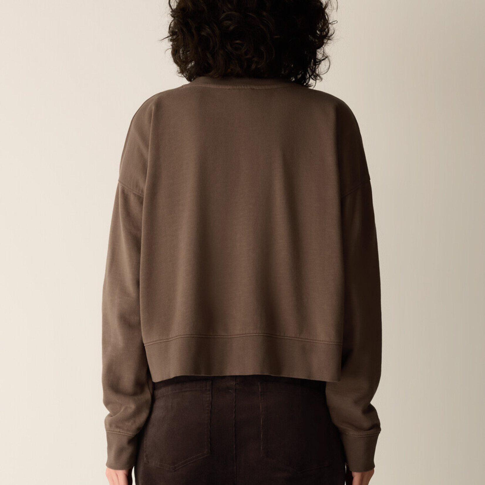 EILEEN FISHER GARMENT-DYED ORGANIC COTTON CROPPED BOX-TOP