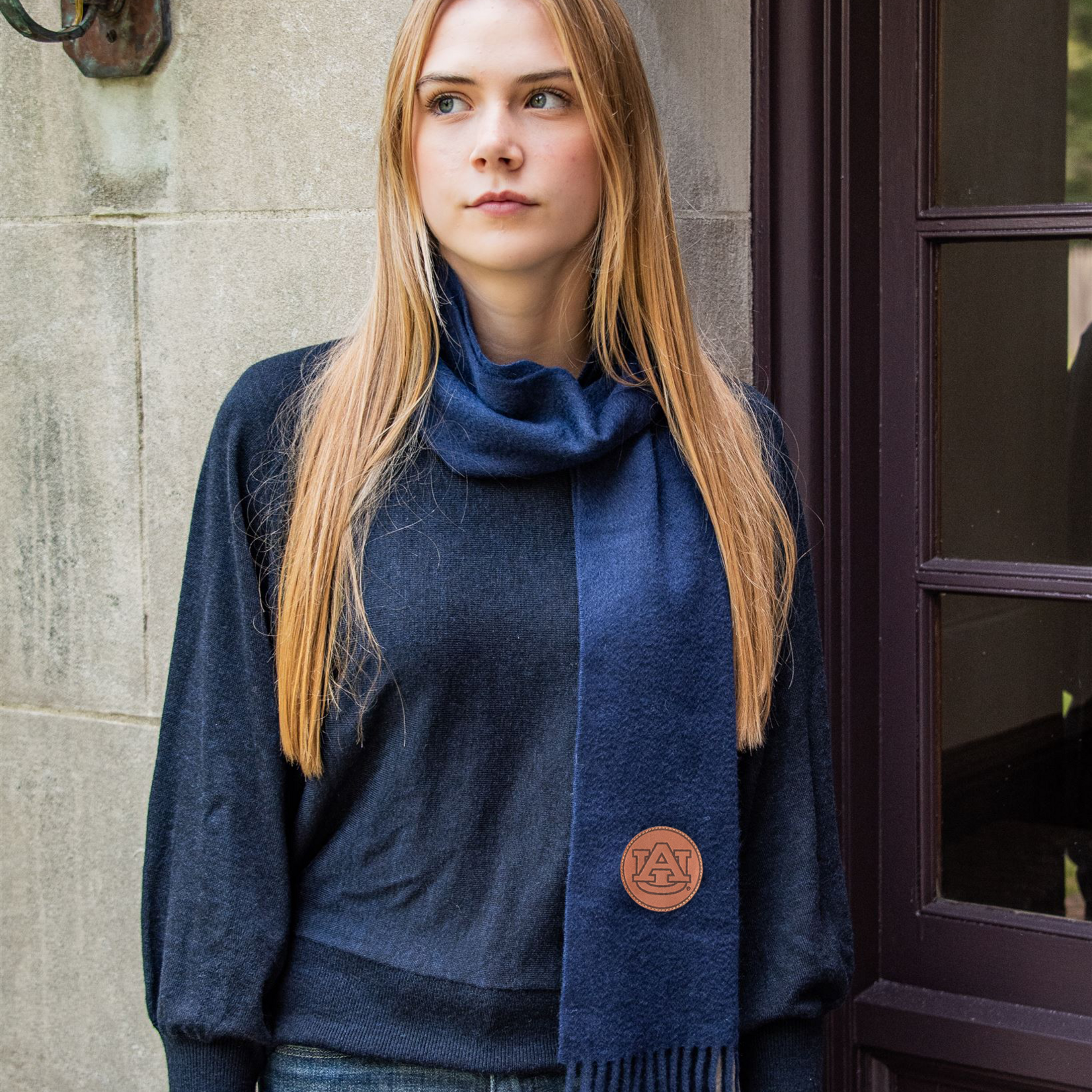 COLLEGIATE KNITWEAR AUBURN NAVY CASHMERE SCARF