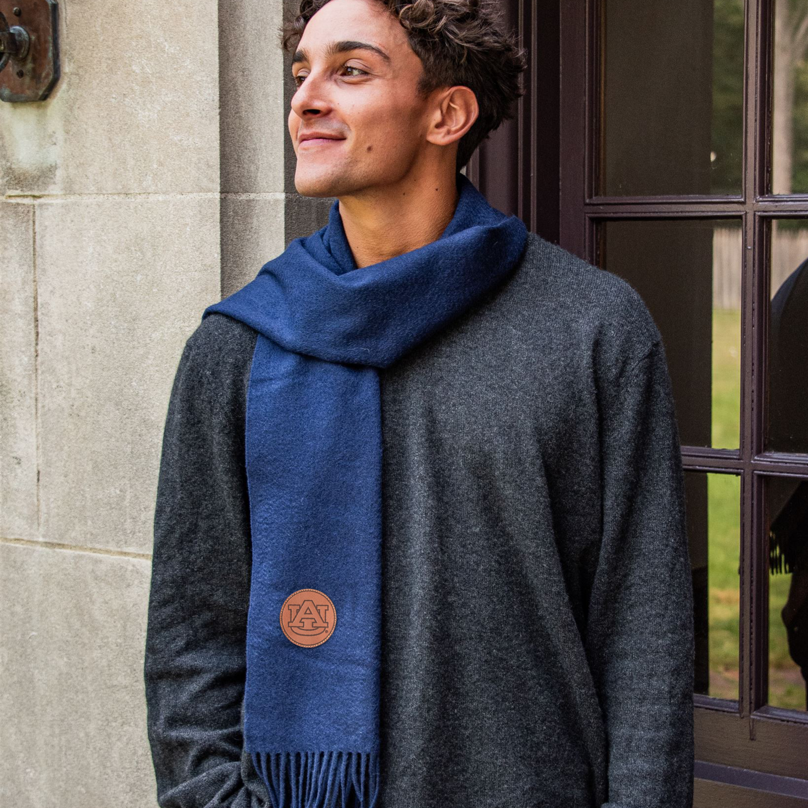 COLLEGIATE KNITWEAR AUBURN NAVY CASHMERE SCARF