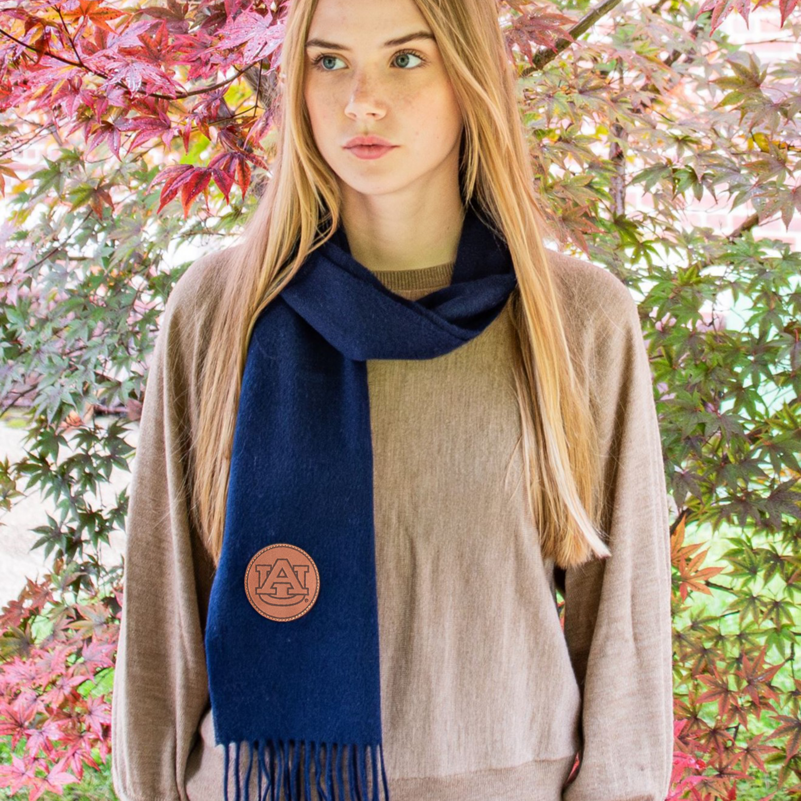 COLLEGIATE KNITWEAR AUBURN NAVY CASHMERE SCARF