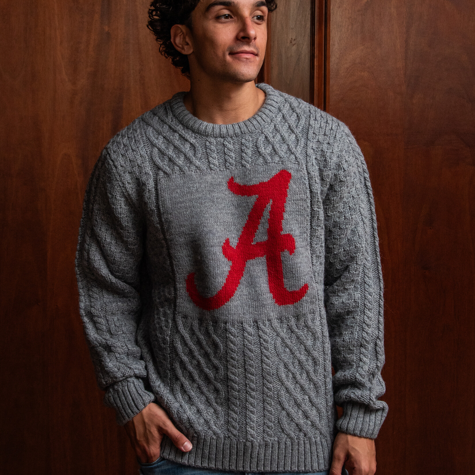 COLLEGIATE KNITWEAR UNIVERSITY OF ALABAMA MEN'S CREW-NECK SWEATER