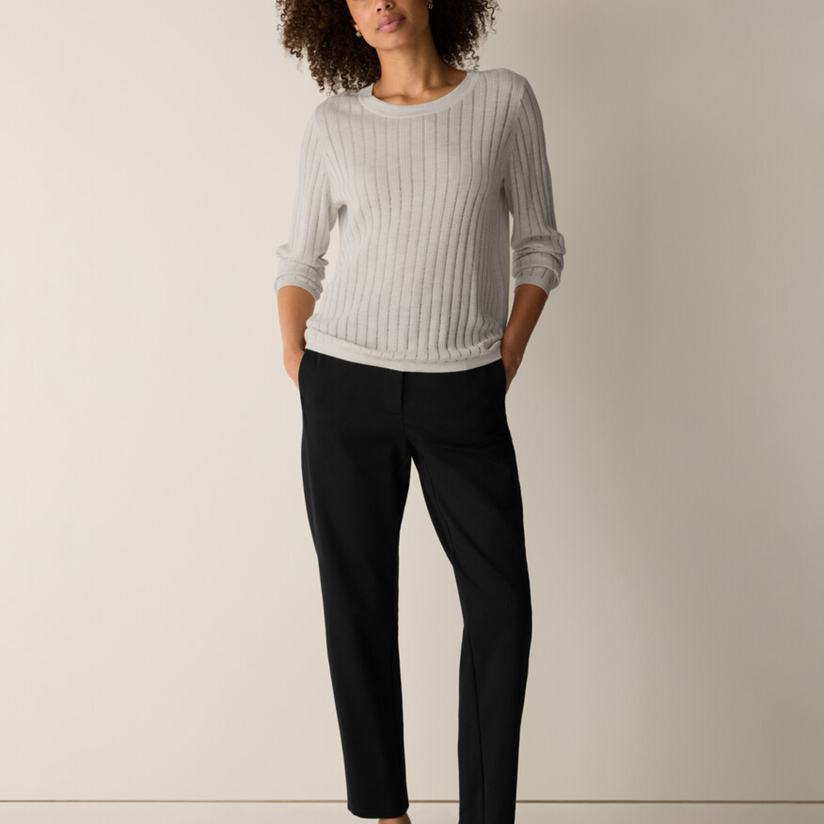 EILEEN FISHER SUPERFINE MERINO CREW NECK TOP