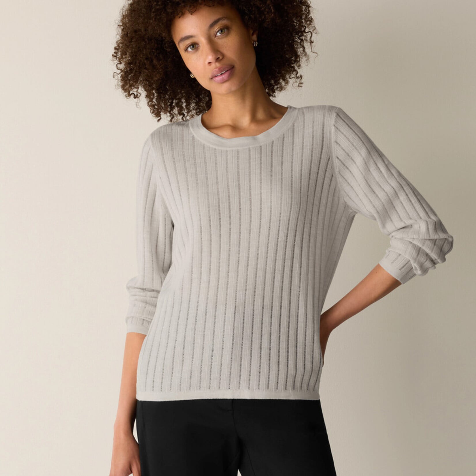 EILEEN FISHER SUPERFINE MERINO CREW NECK TOP