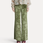 FORTE FORTE FLARED FLORAL BURNOUT VELVET TROUSERS