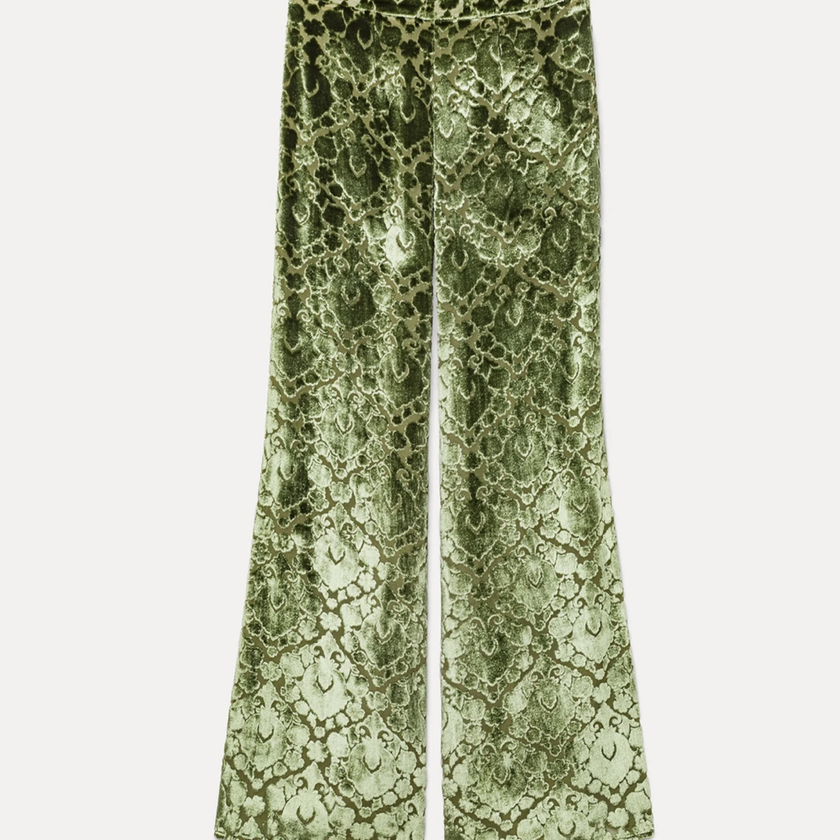 FORTE FORTE FLARED FLORAL BURNOUT VELVET TROUSERS