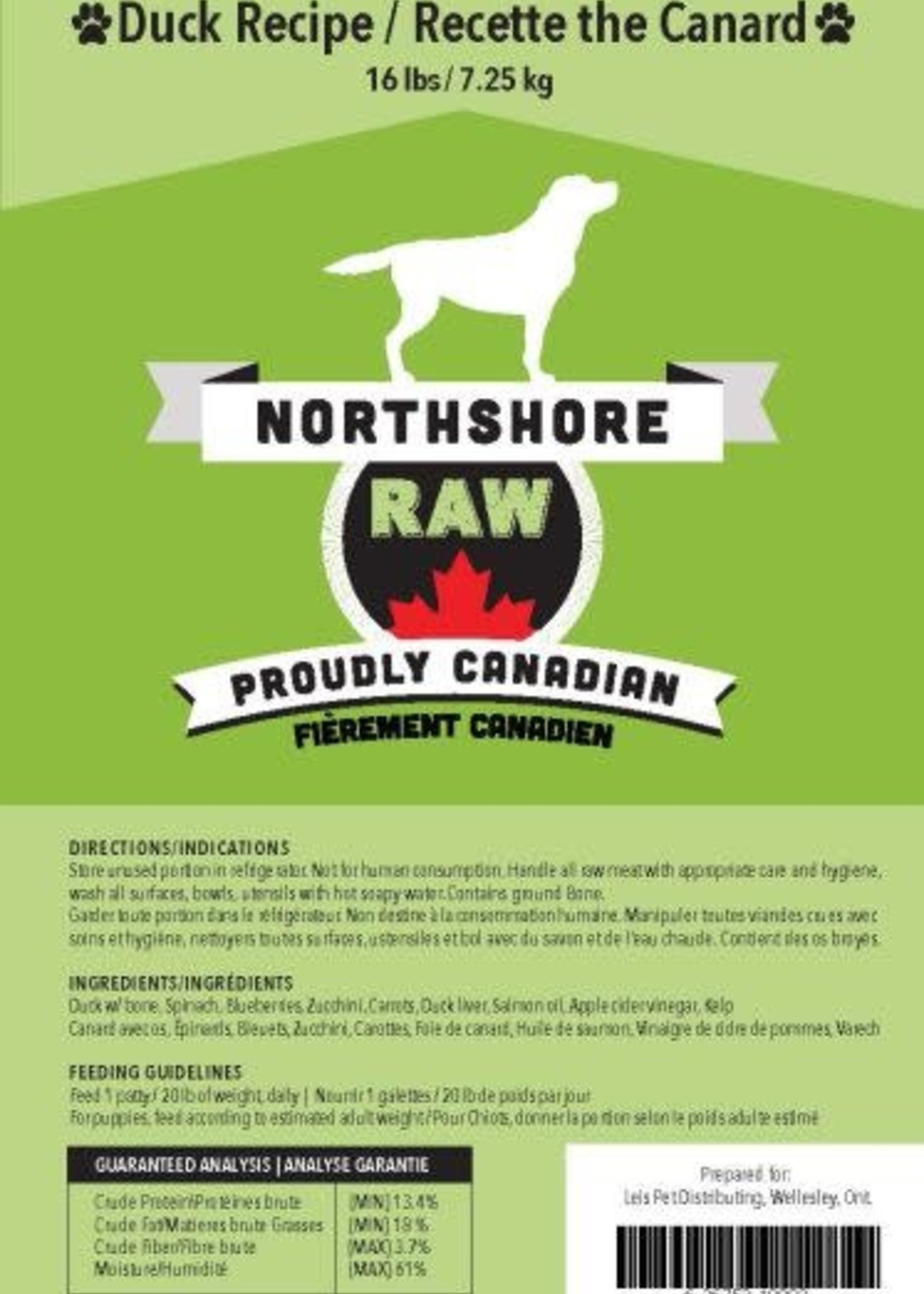 Northshore Raw Raw Duck Recipe 16lbs