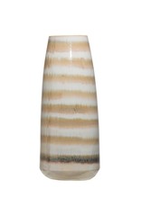 Vase Stoneware Cream and Brown Stripe Reactive Glaze