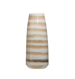 Vase Stoneware Cream and Brown Stripe Reactive Glaze