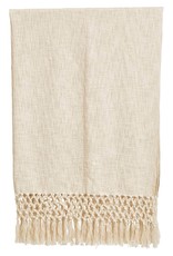 Blanket Cream Cotton Crochet Fringe Edge
