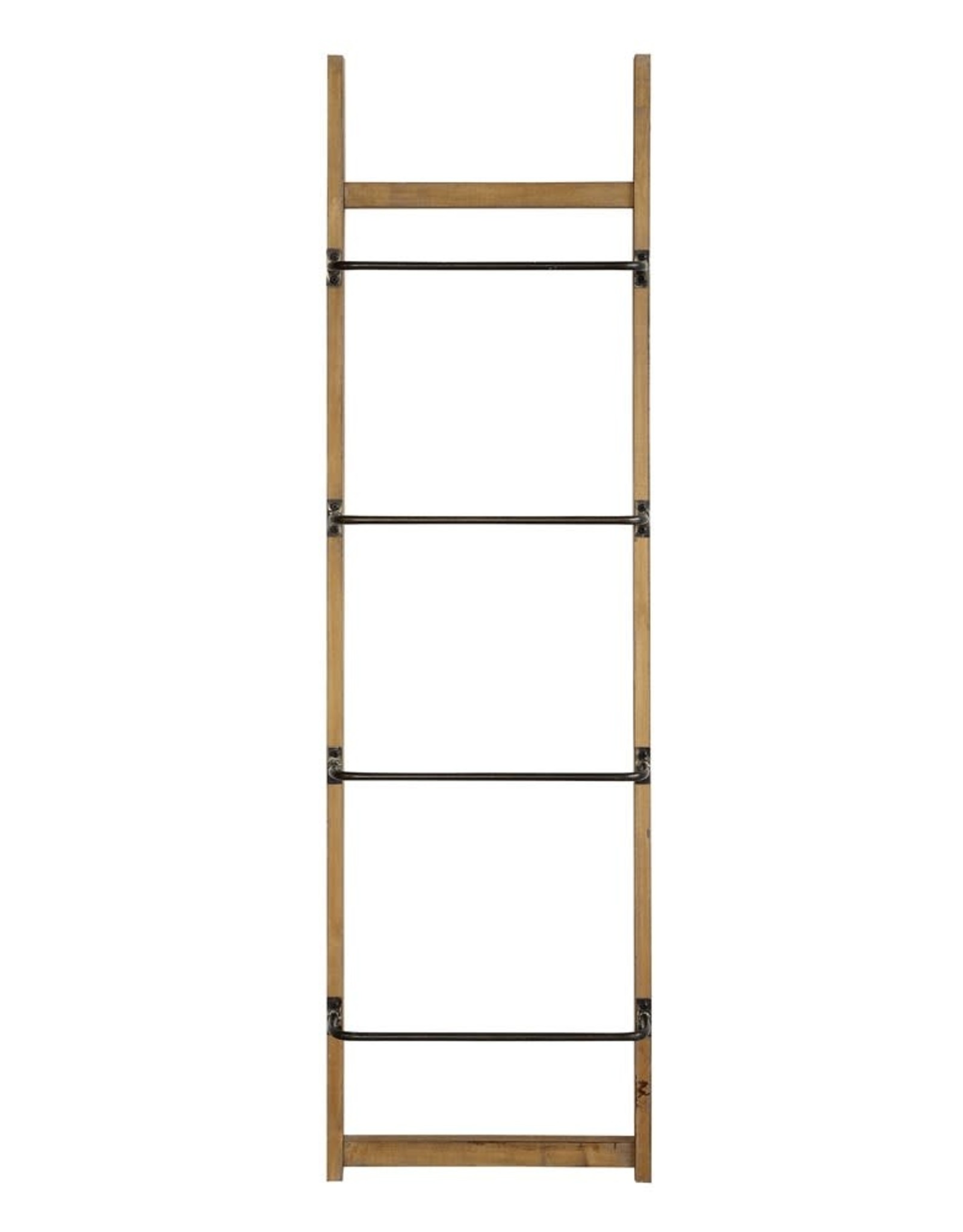 Ladder Wall Rack Metal and Wood With 4 Bars 5.25 X 19.75 X 70.75