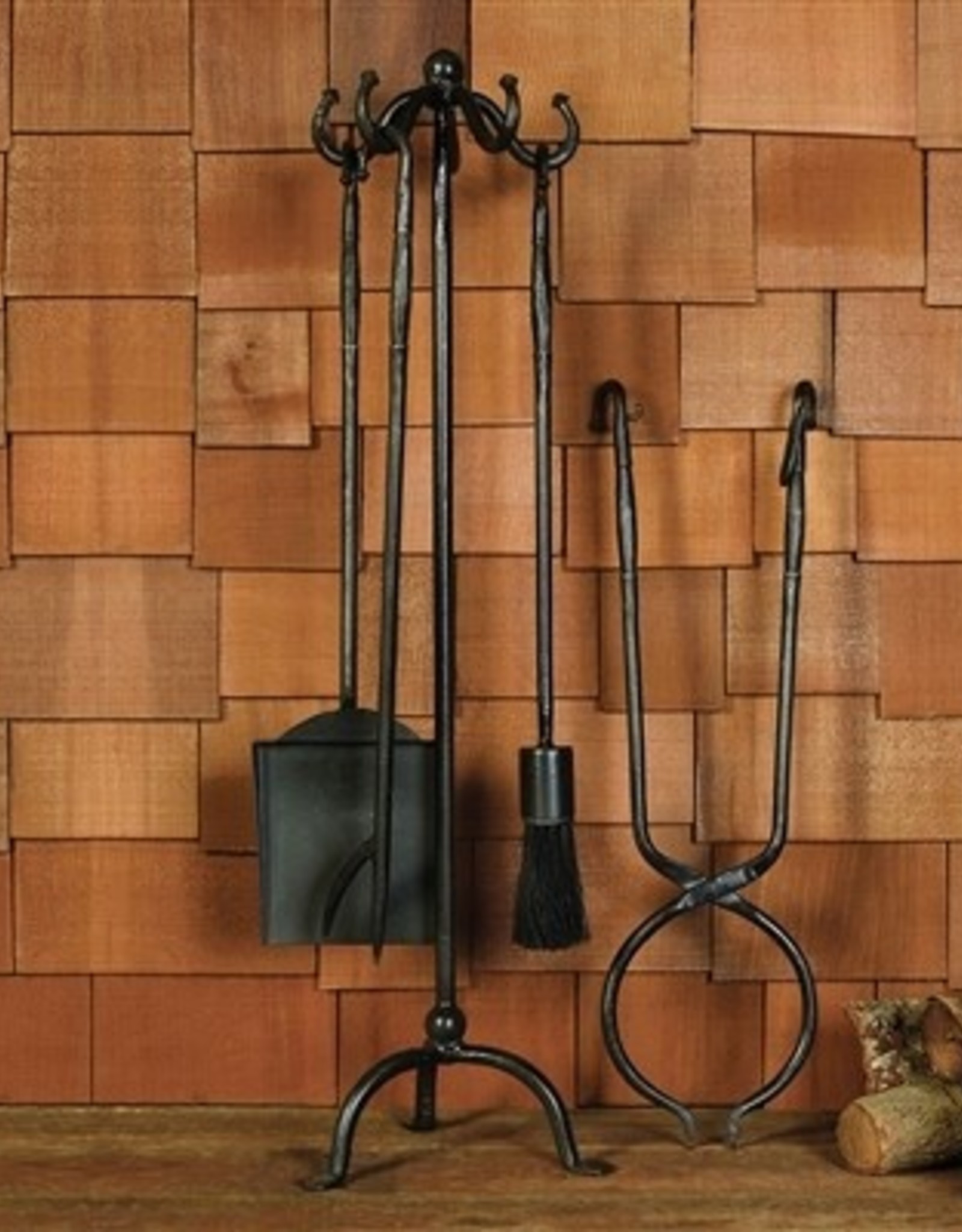 Fireplace Tools Set of 5 Black Waxed