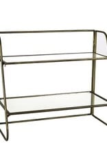 Stand Two- Tier Brass With Glass Shelves