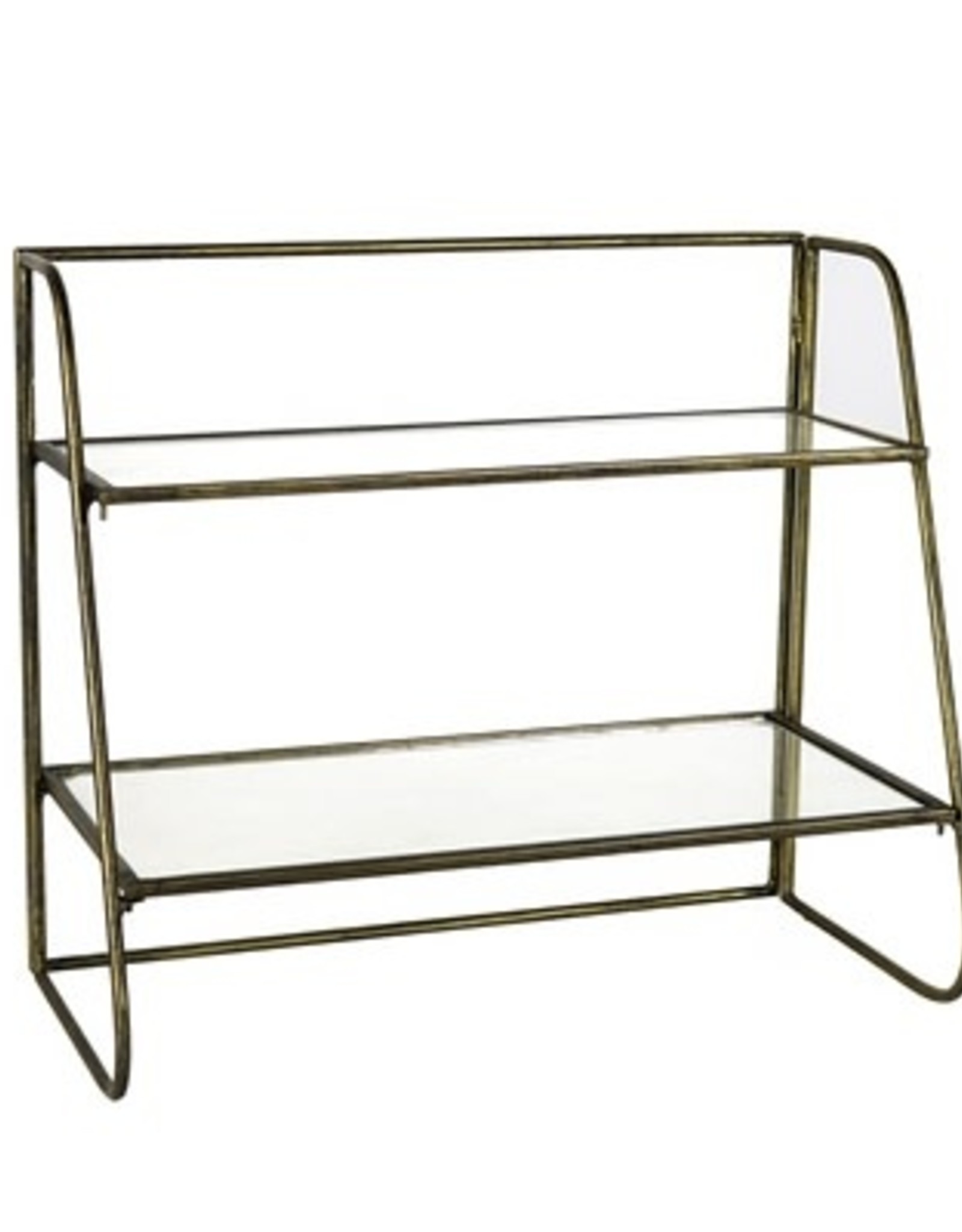 Stand Two- Tier Brass With Glass Shelves