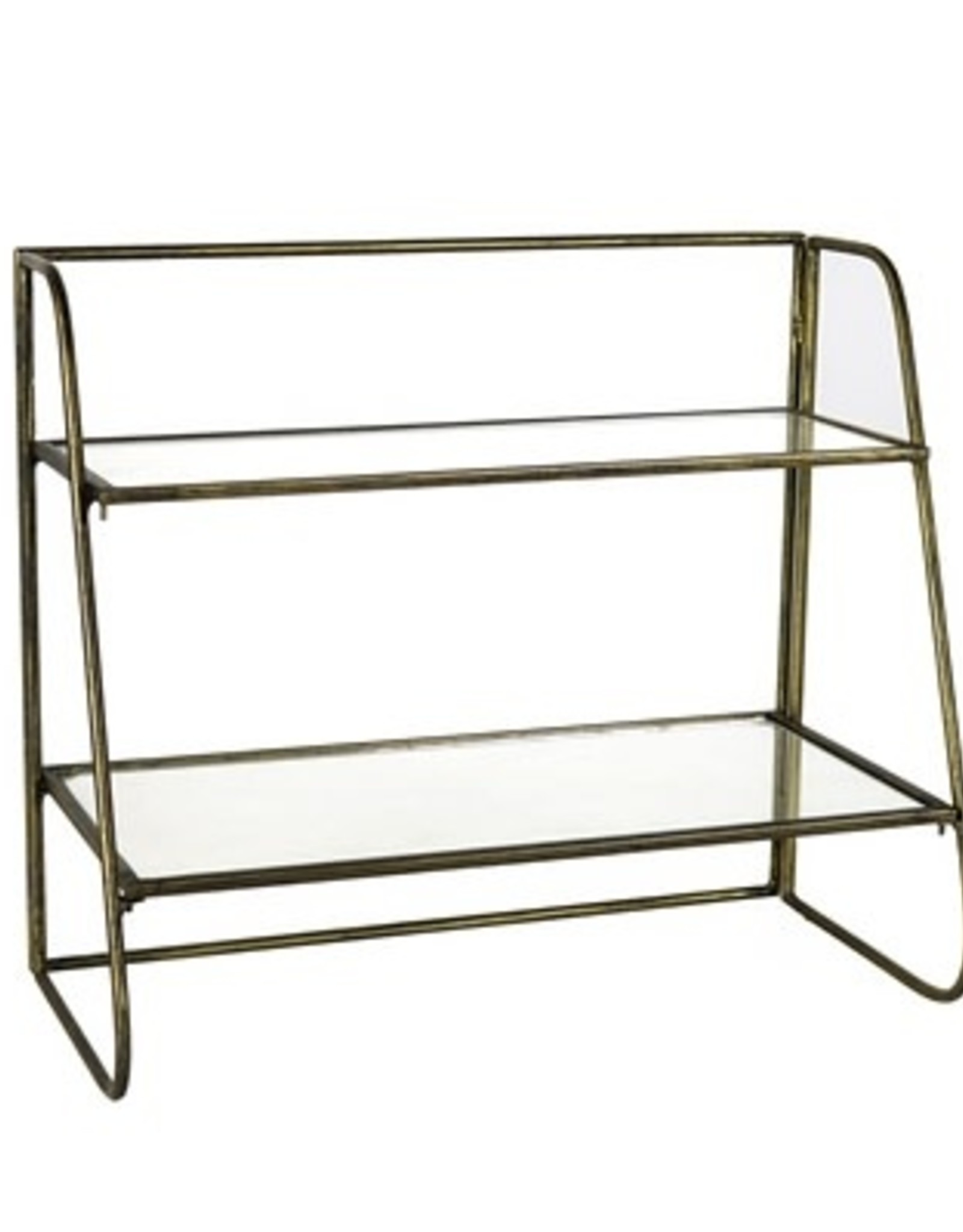 STAND TWO TIER BRASS WITH GLASS SHELVES PLAZA