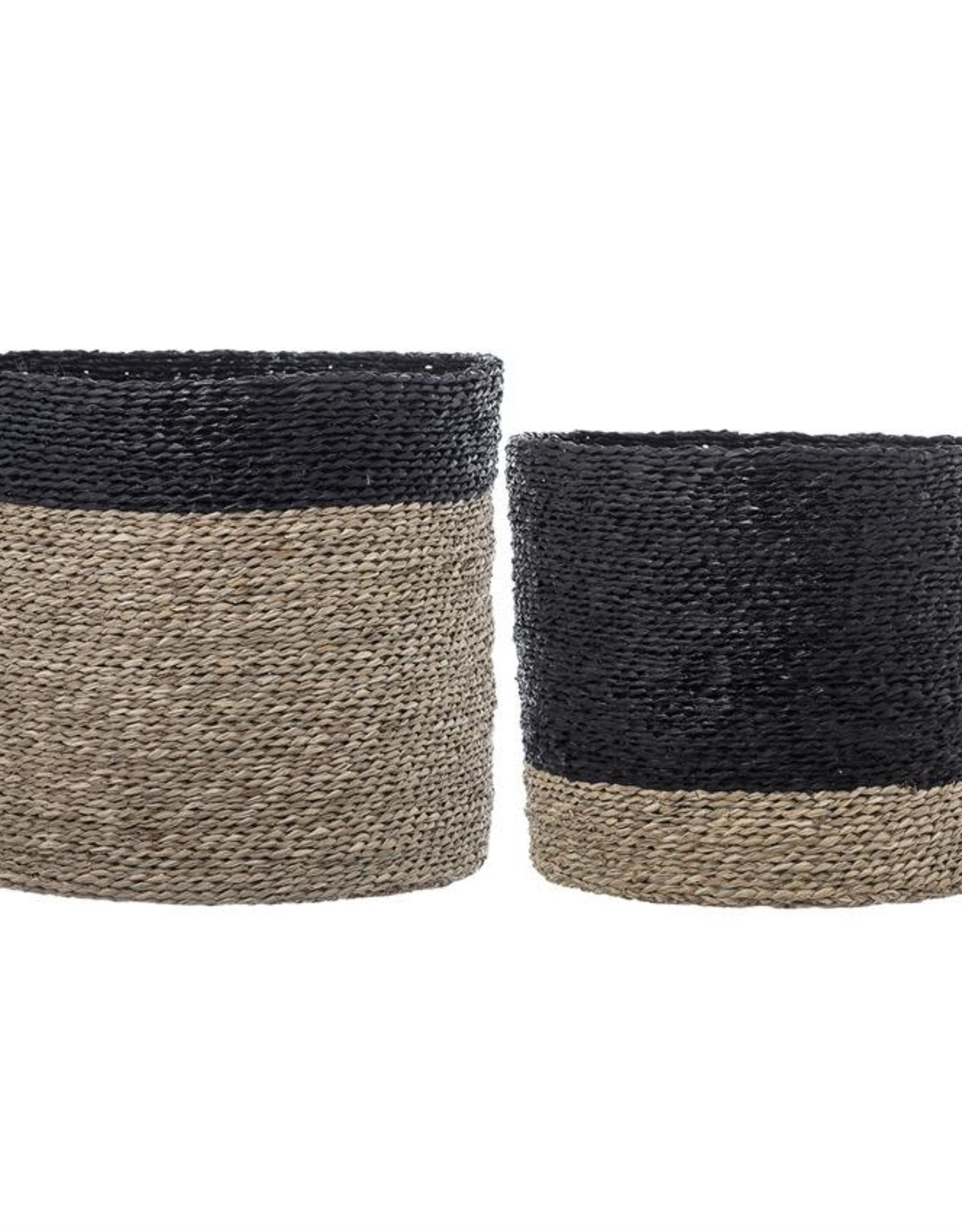 BASKET NATURAL AND BLACK SEAGRASS