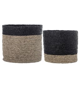 Black and Natural Seagrass Basket