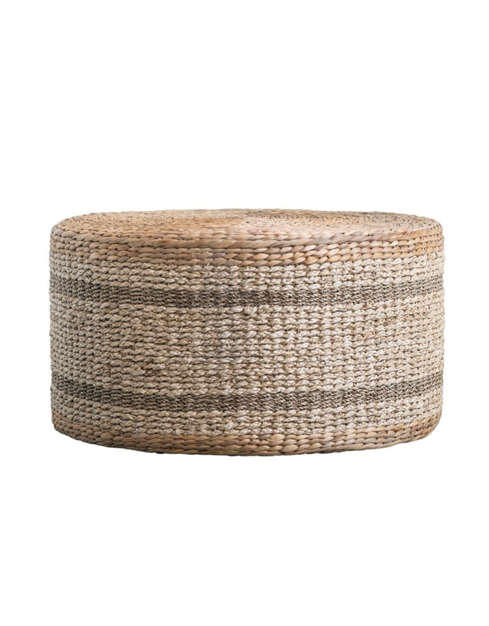 Ottoman Round 29.5 Inches Natural Woven Water Hyacinth