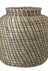 Hand Woven Seagrass Basket - Natural and Black 11" D X 11-3/4"h