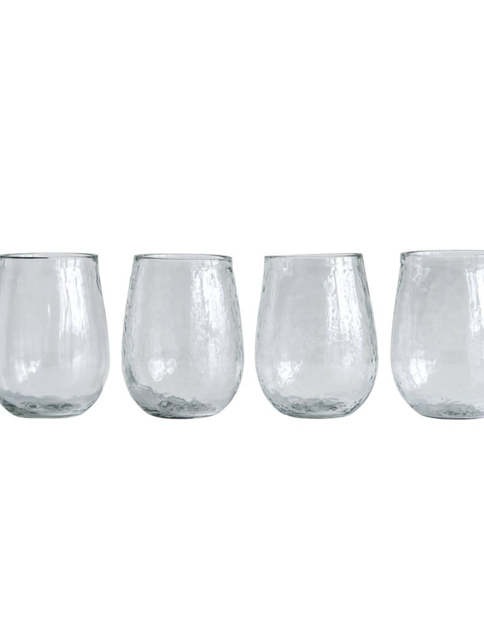 Glass Wine Stemless Hammered Recycled Glass