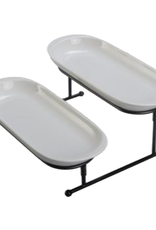 Tray Set With Stand 2 Small Oval Dishes