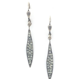 Earring Spear With Crystals on French Hook Silver