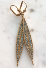 Earring Long Spear With Rhinestones 2 Inches Gold