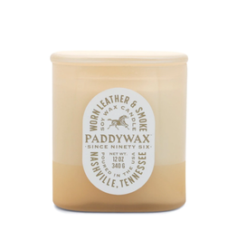 PADDYWAX Candle Vista Worn Leather and Smoke in Tan Glass 12oz