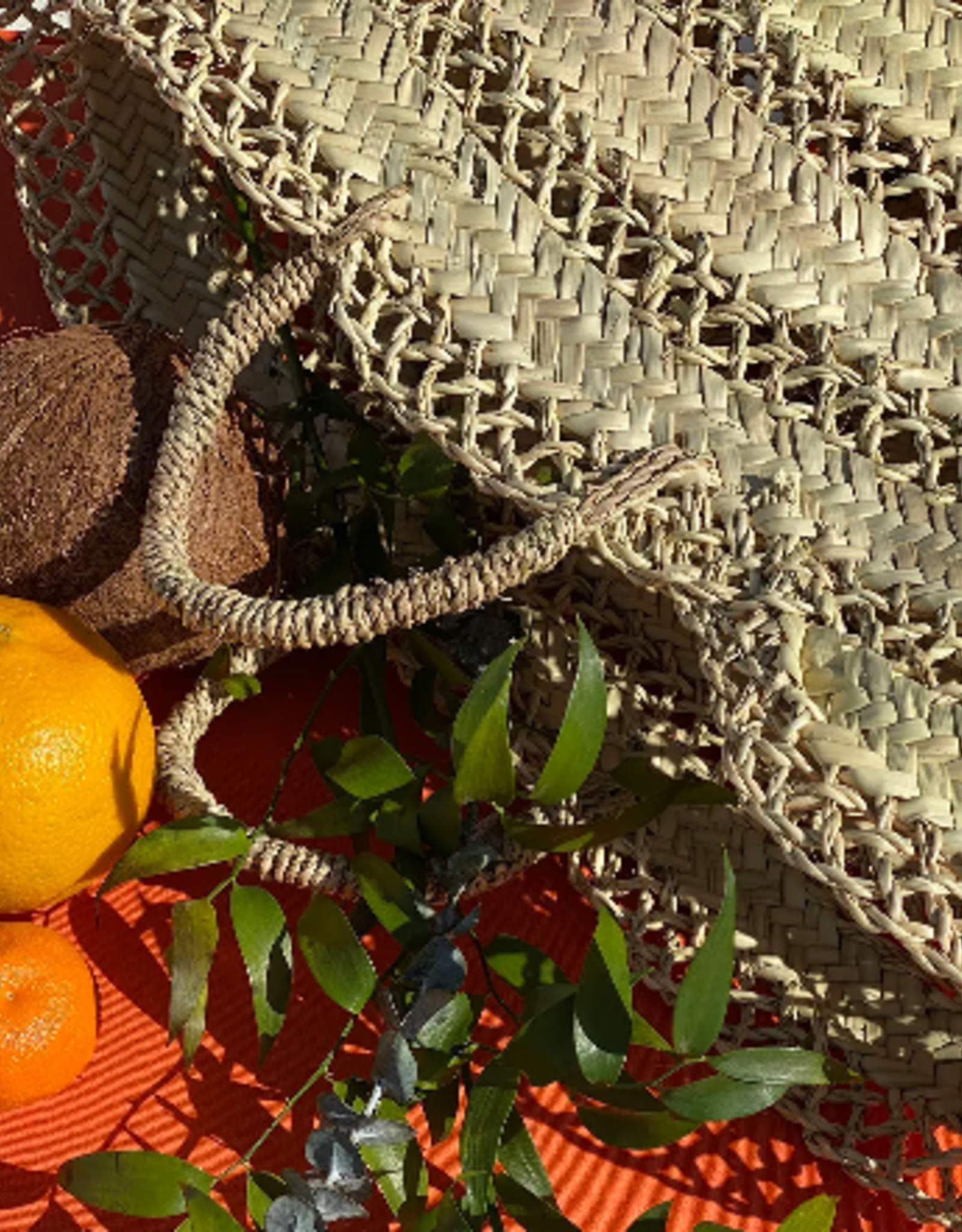 Basket Tote Straw Tight and Loose Lace-weave Bands