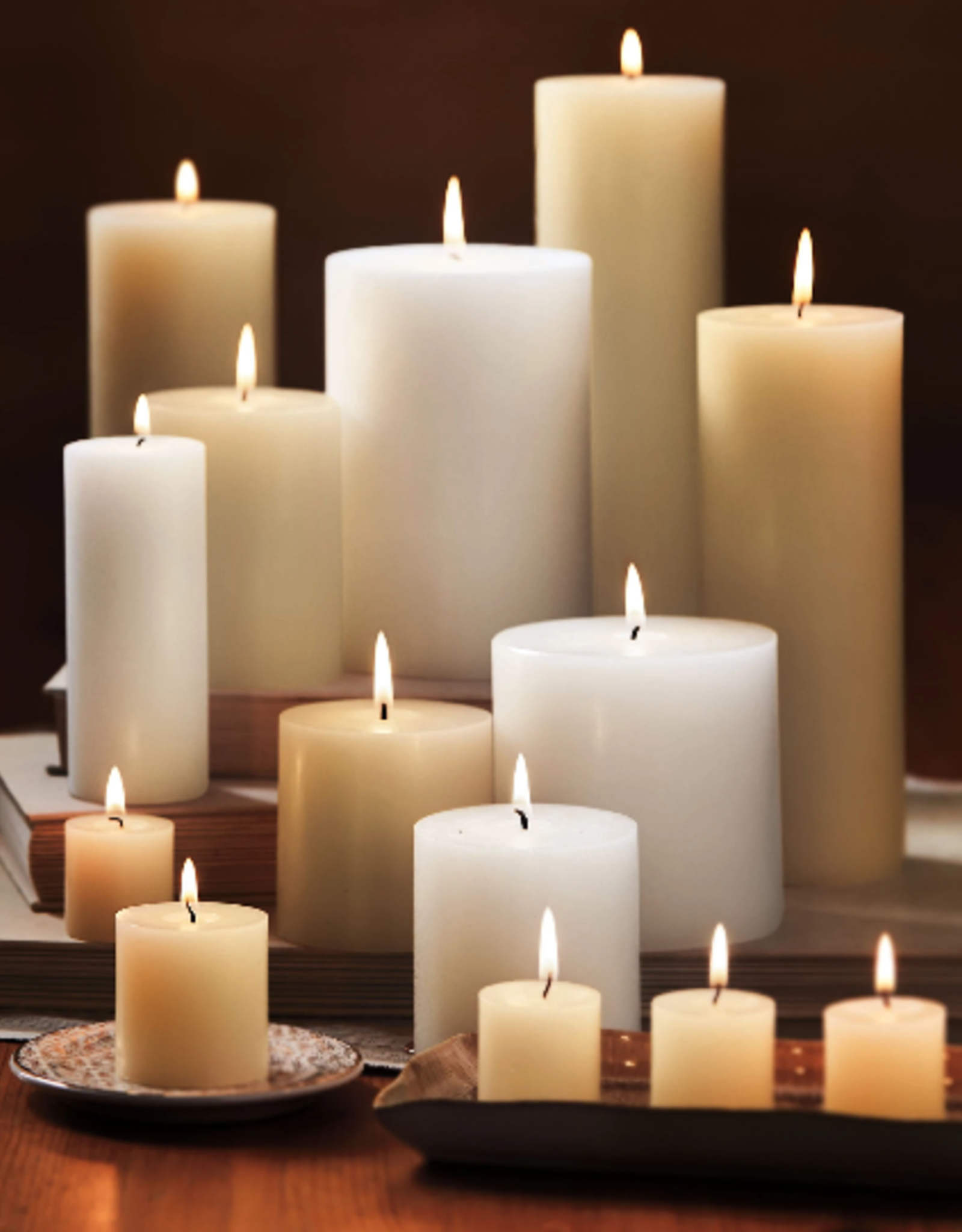 Pillar Candle Unscented Ivory White 3x8"