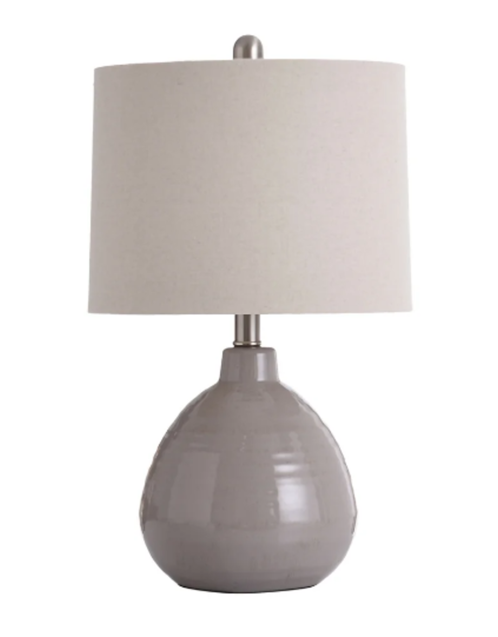 Table Lamp Cool Gray Ceramic With White Linen Hardback Shade