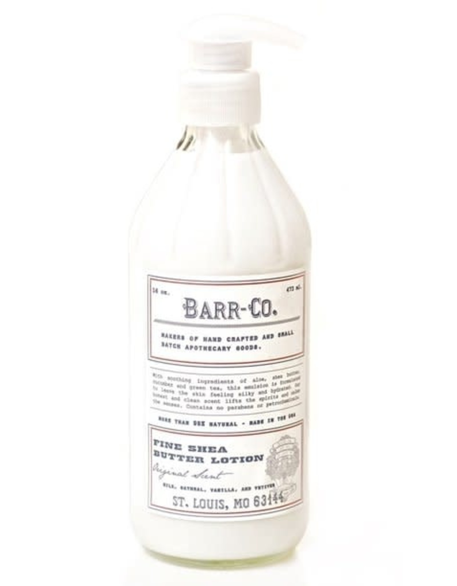 BARR CO Lotion Original Scent Shea Butter 16 Oz Glass Pump Bottle