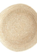 Basket Hand Woven Grass Basket With Handles, Natural and White 23-1/2 Inches Round