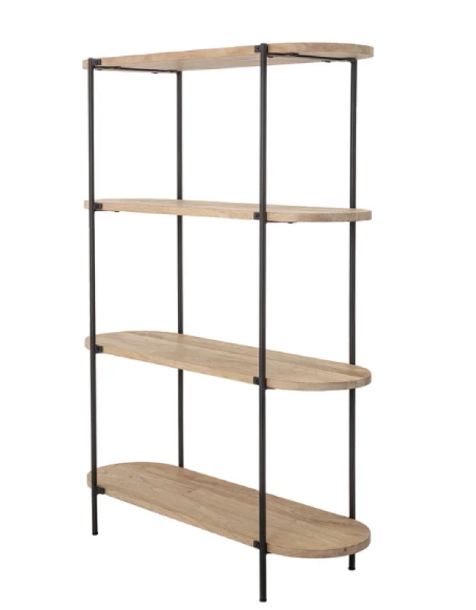 Brown & Black Round Four-Tiered Wood Shelf