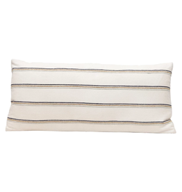 Pillow 36 X 16 Lumbar Woven Cotton Blend Beige With Multicolor Stripes