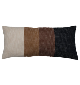 Pillow Lumbar White Brown and Black Cotton Stripes 36x16"