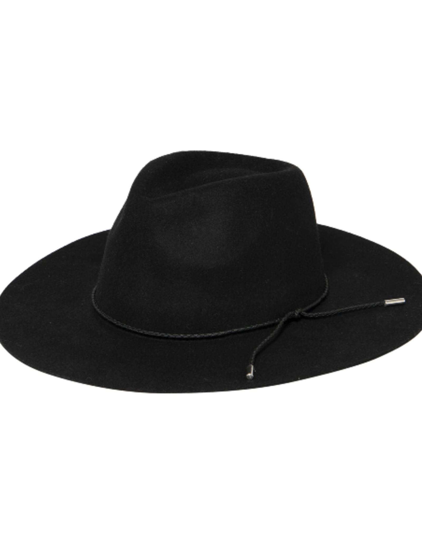 Fedora Hat Anza Floppy Brim Black Wool With Braided Cord Trim