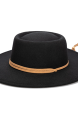 Boater Hat Flat Brim Polyester With Adjustable Faux Leather Chin Cord