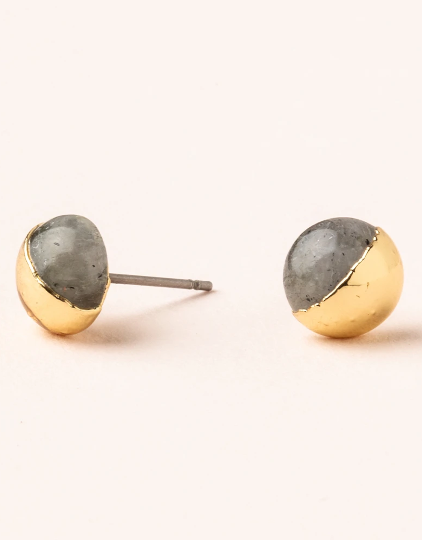 Earring Dipped Stone Stud Labradorite Gold
