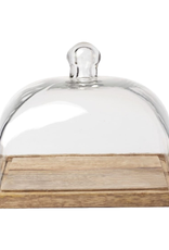 Square Mango Wood and Glass Food Dome