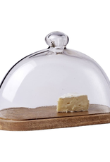 Oval Mango Wood and Glass Food Dome