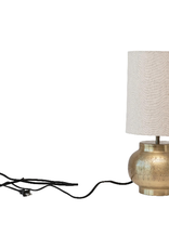 Engraved Brass Table Lamp With Linen Shade